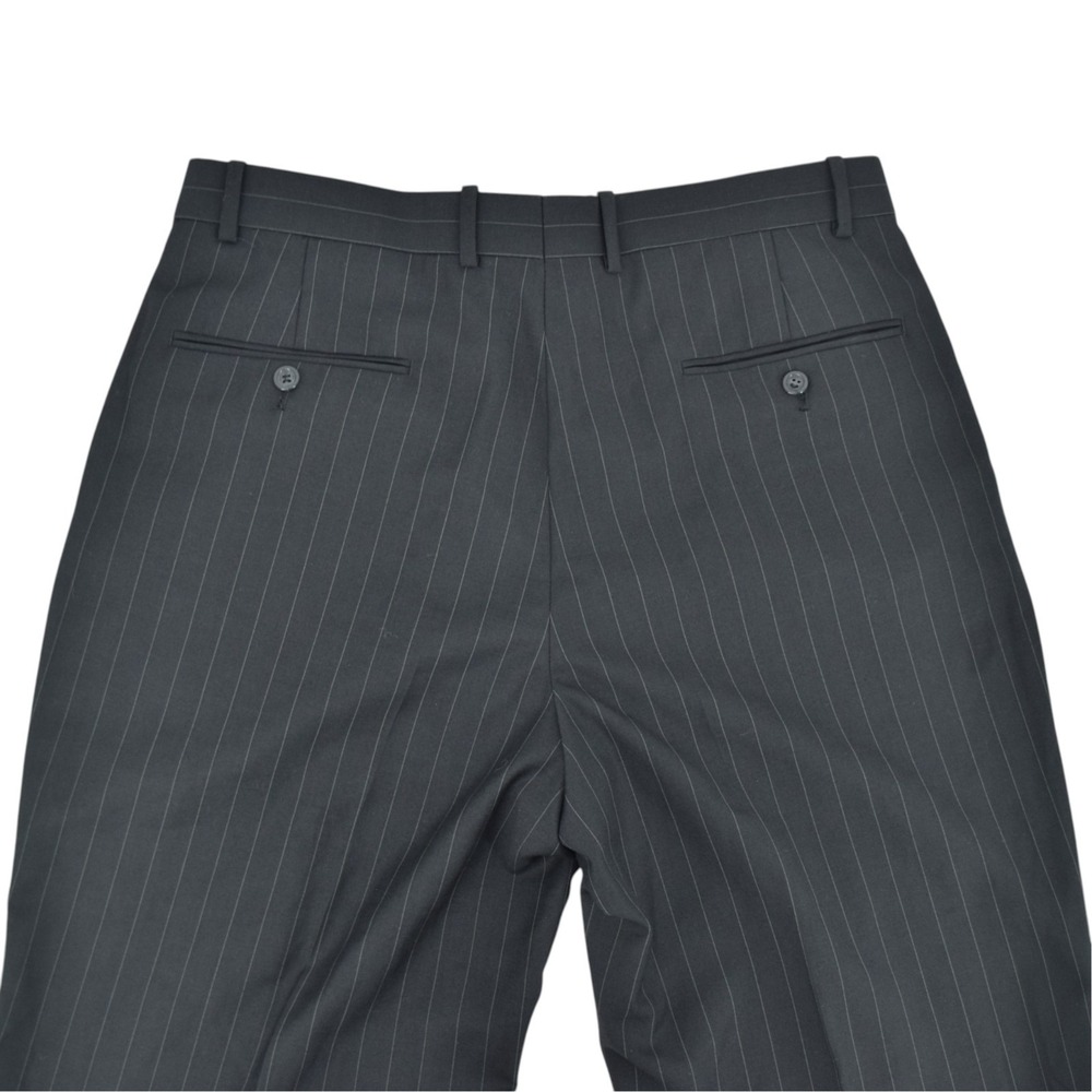 Caravelli Mens 34x31 Black Pinstripe Double Pleated Dress Pants Polyester Blend - Picture 6 of 11